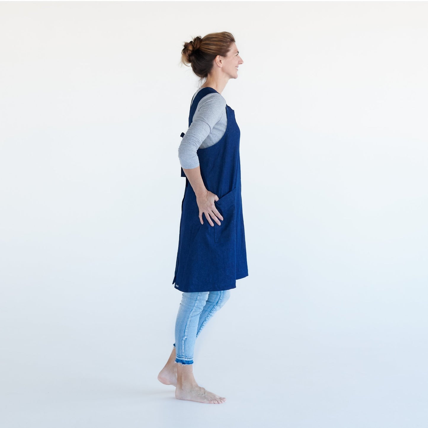 Creative Kitchen Apron Denim Blue Joy Side