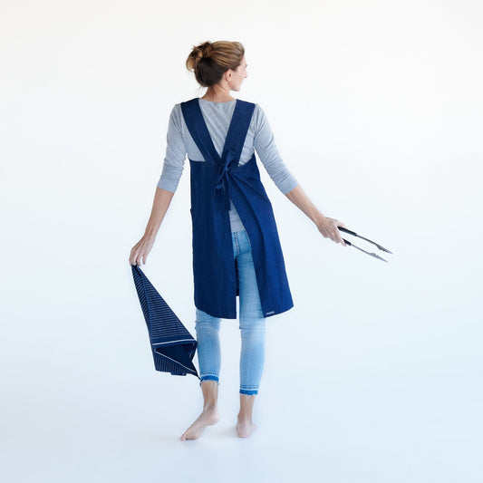 Creative Kitchen Apron Denim Blue Joy Back